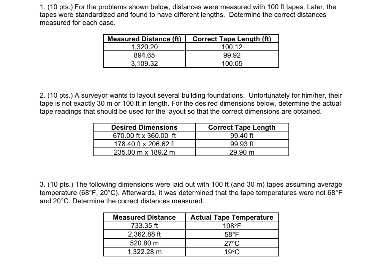 ( 1 0 pts . ) For the problems shown below,