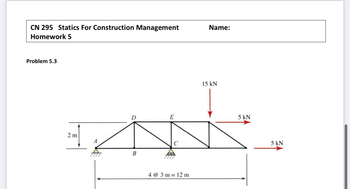 CN 2 9 5 Statics For Construction Management