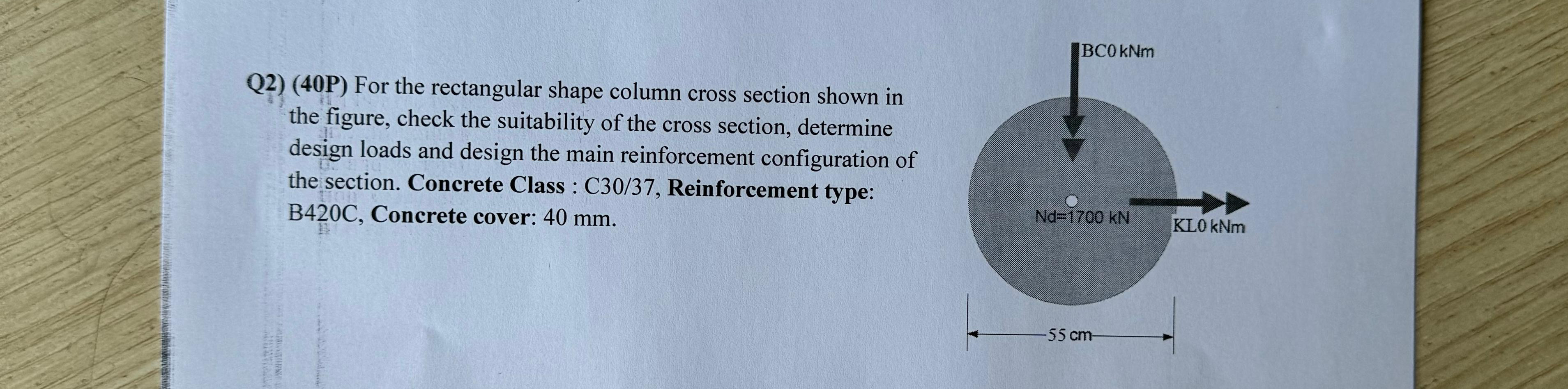 Q 2 ) ( 4 0 P ) For the rectangular shape column