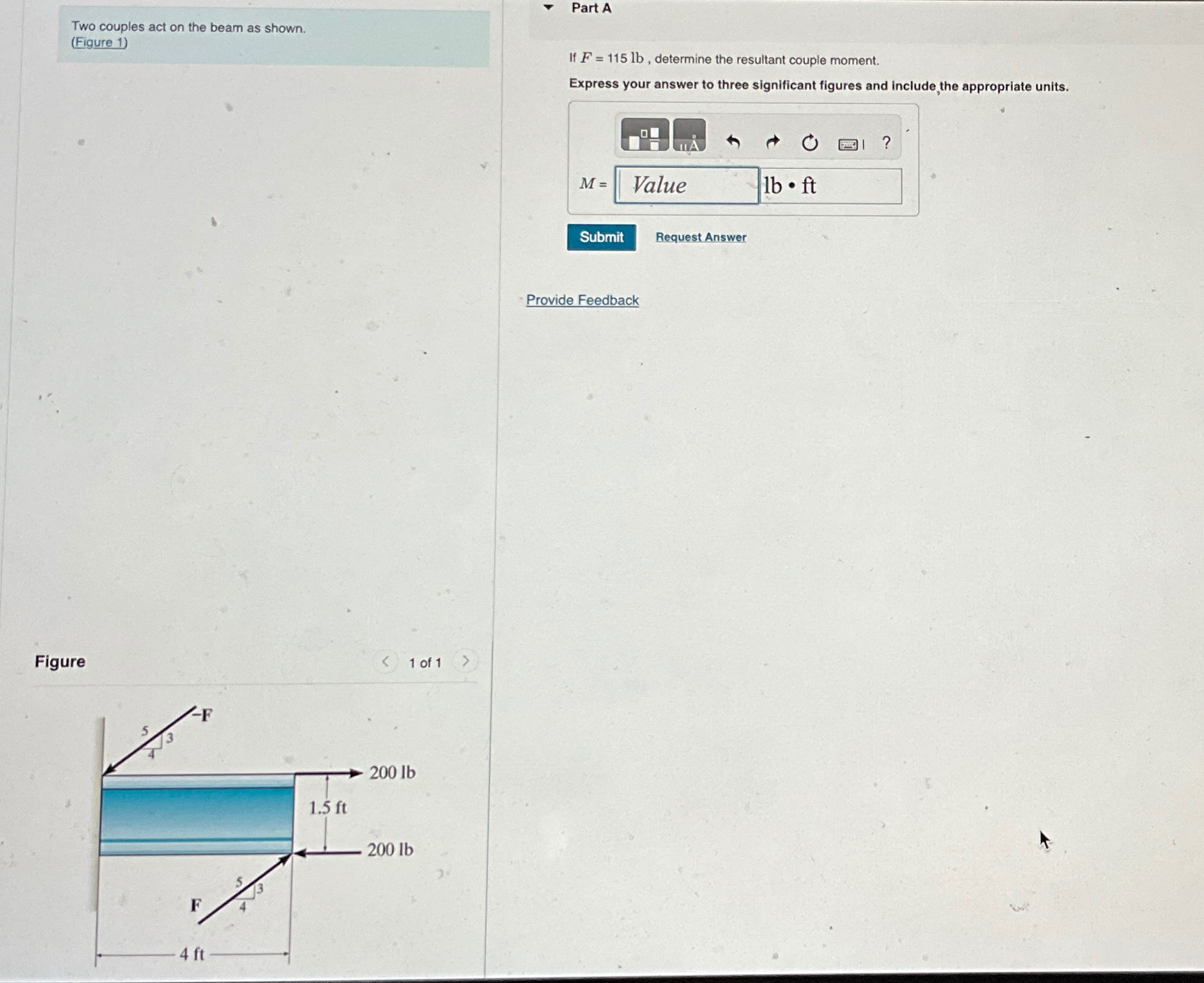 Two couples act on the beam as shown. ( Figure 1