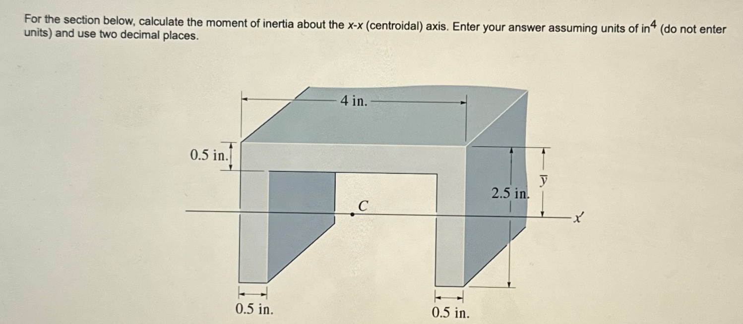 For the section below, calculate the moment of