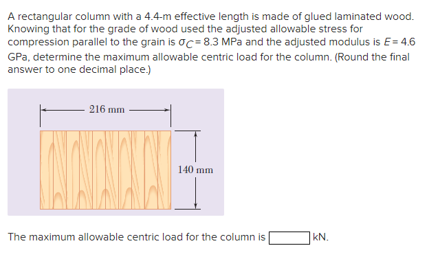 A rectangular column with a 4 . 4 - m effective