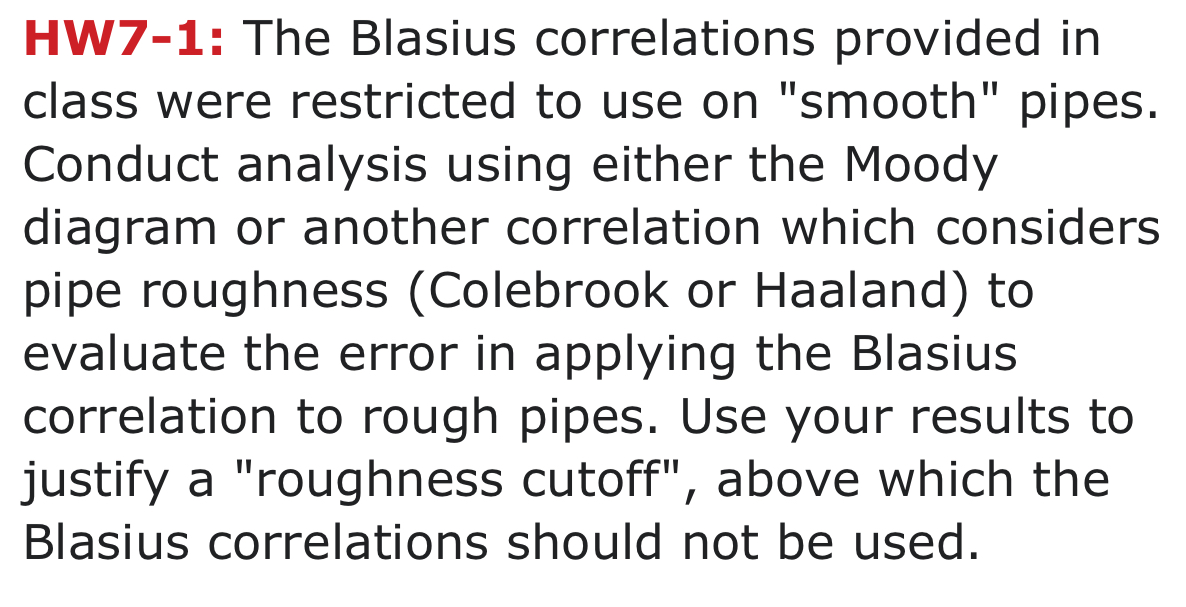 HW 7 - 1 : The Blasius correlations provided in