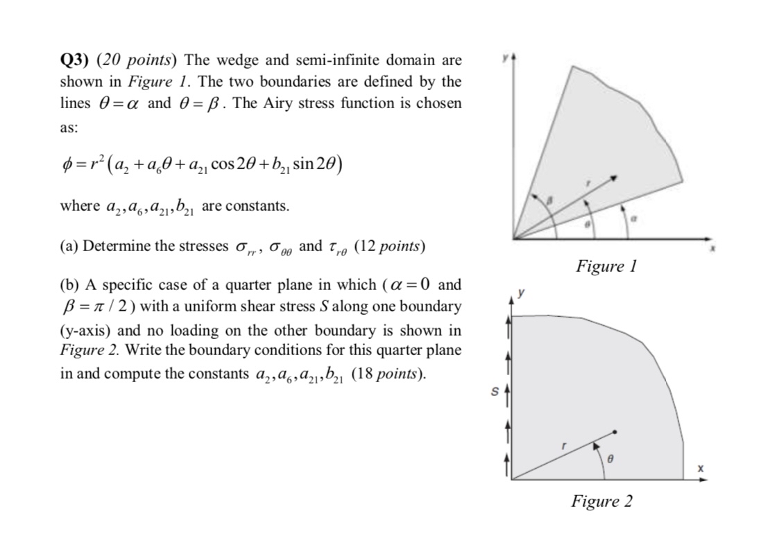 Q 3 ) ( 2 0 points ) The wedge and semi -