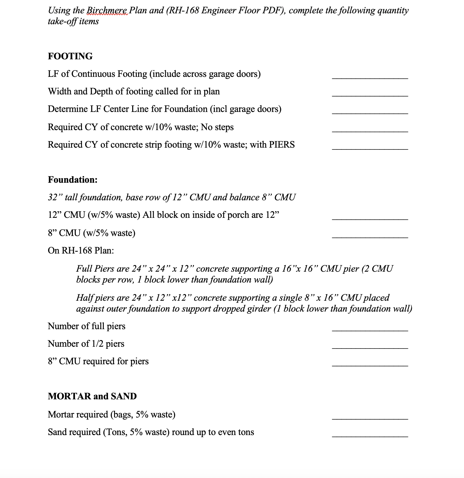 Using the Birchmere Plan and ( RH - 1 6 8