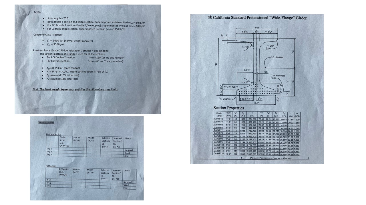 Given: Span length = 7 0 f t Both double T