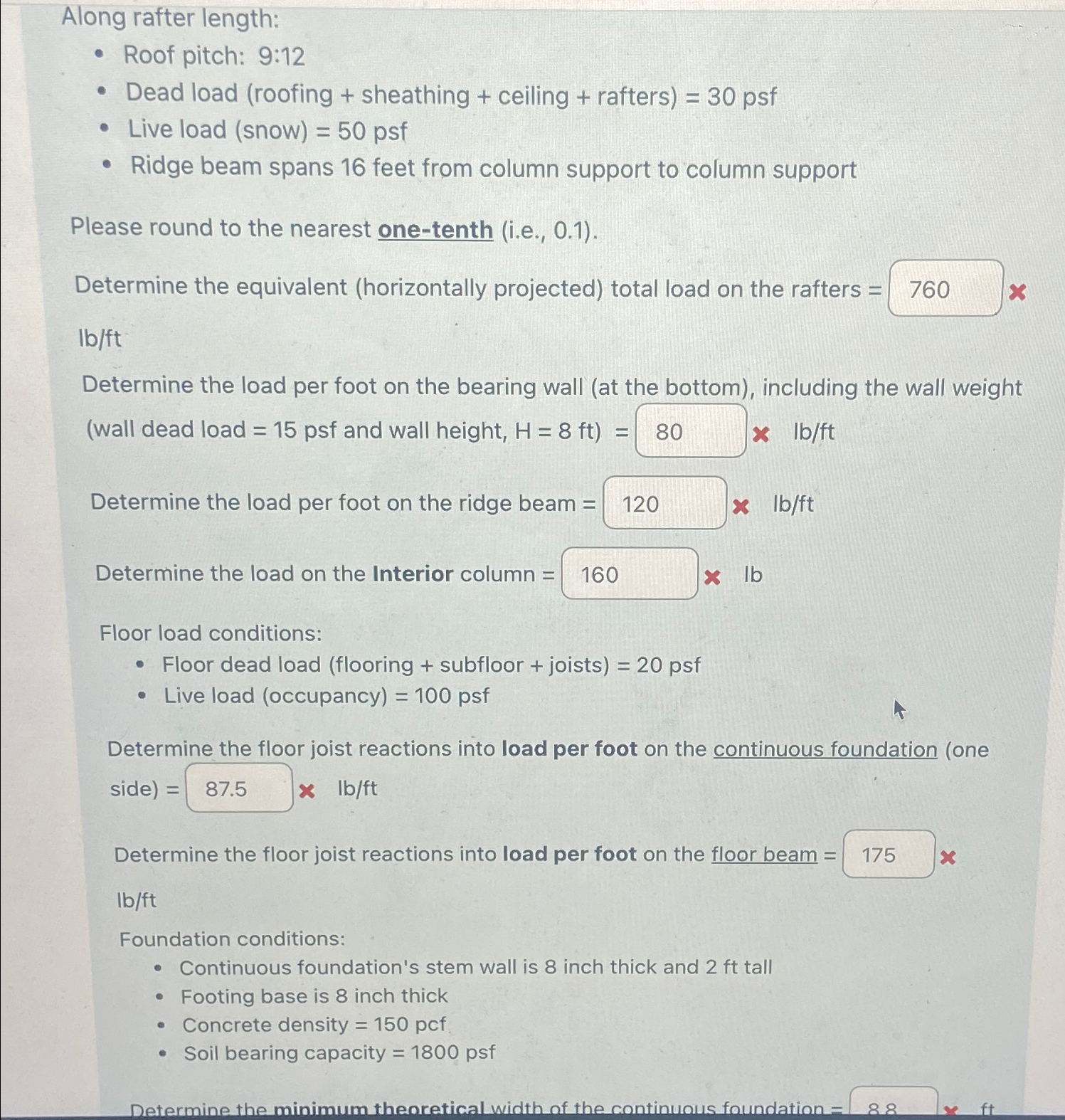Along rafter length: Roof pitch: 9 : 1 2 Dead