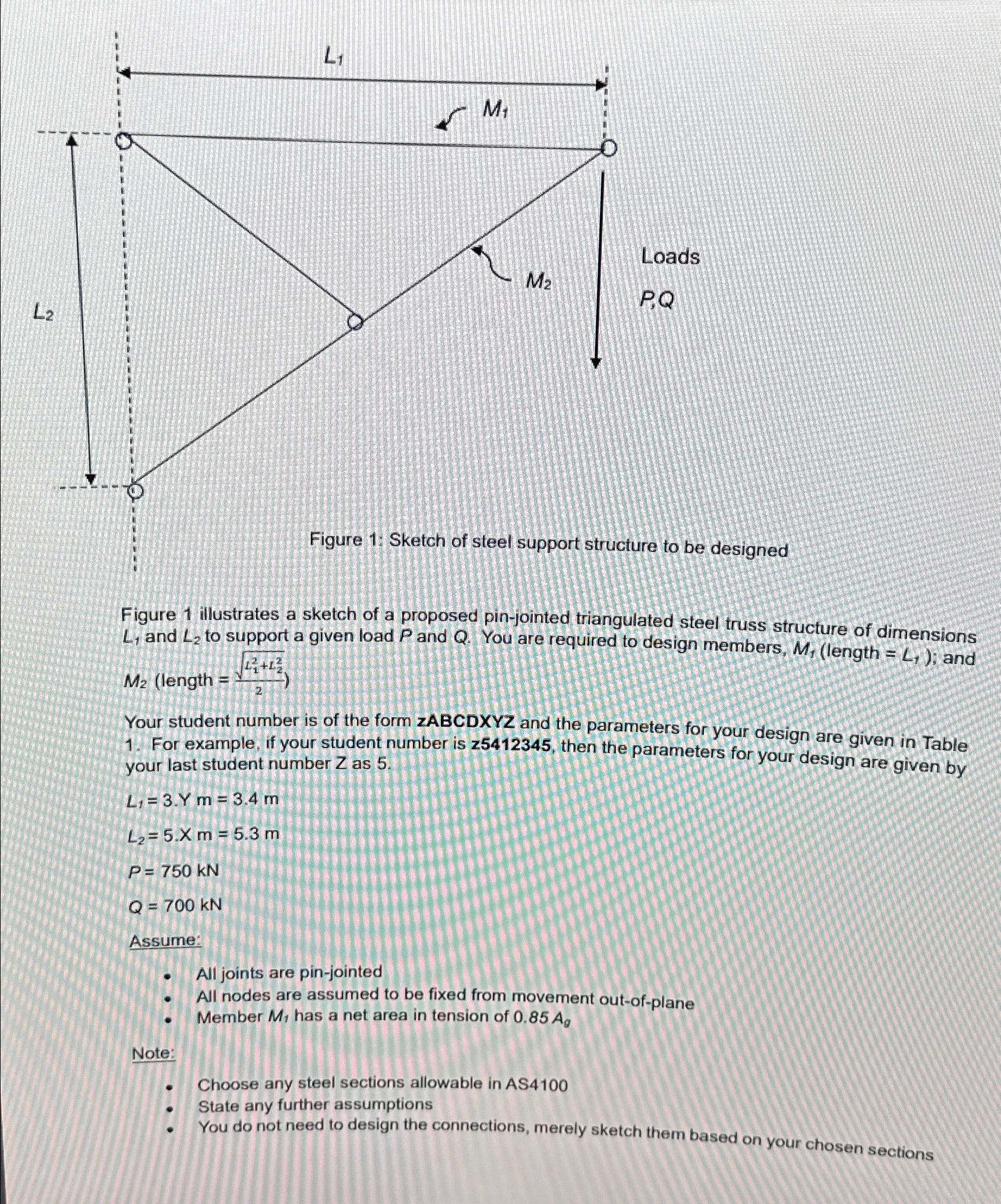 please calculate 1 . Member forces for M 1 and M