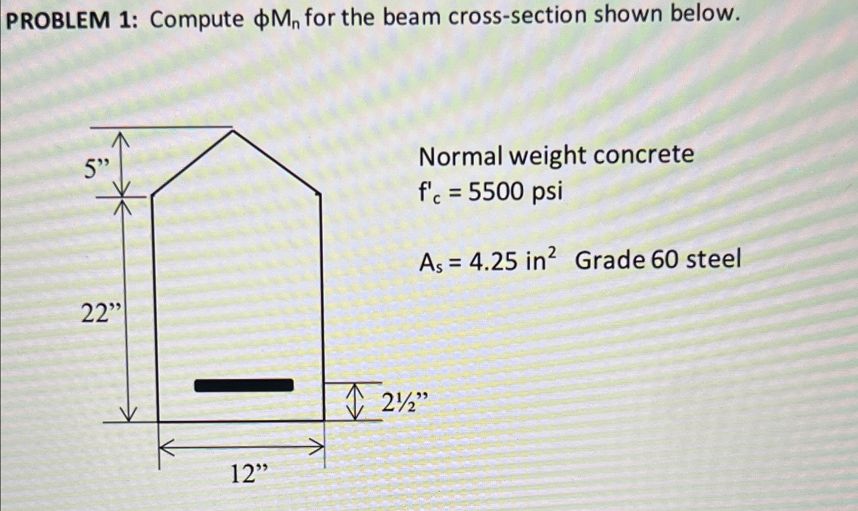 PROBLEM 1 : Compute M n for the beam cross -