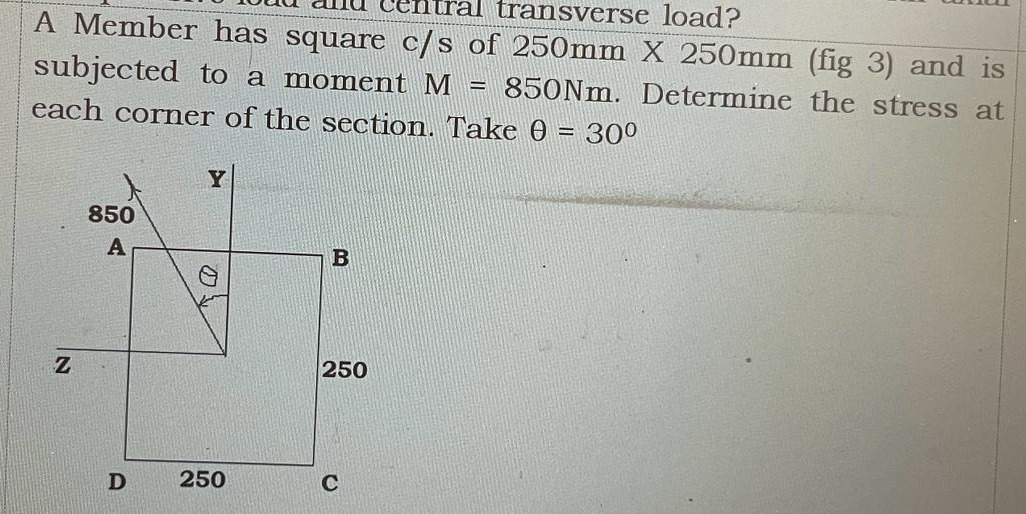 A Member has square c / s of 2 5 0 m m 2 5 0 m m