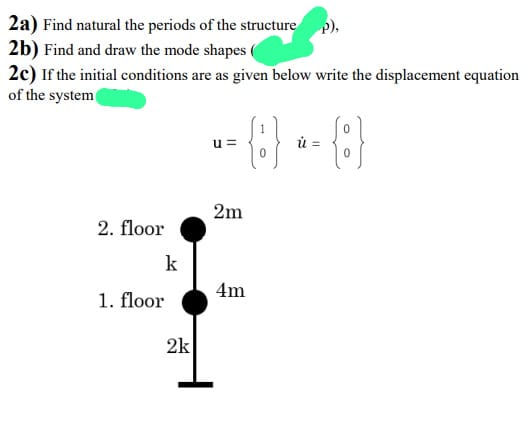 2 a ) Find natural the periods of the structure 2