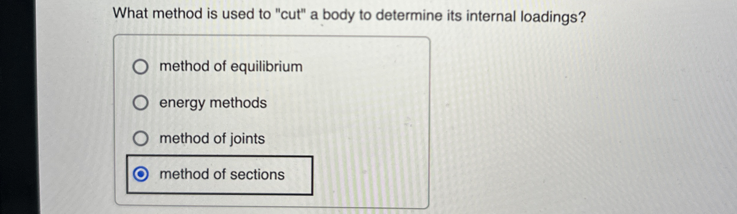 What method is used to "cut" a body to determine