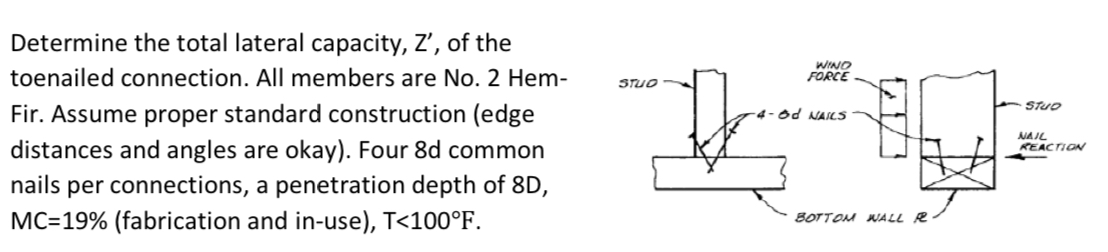 Determine the total lateral capacity, Z ' , of