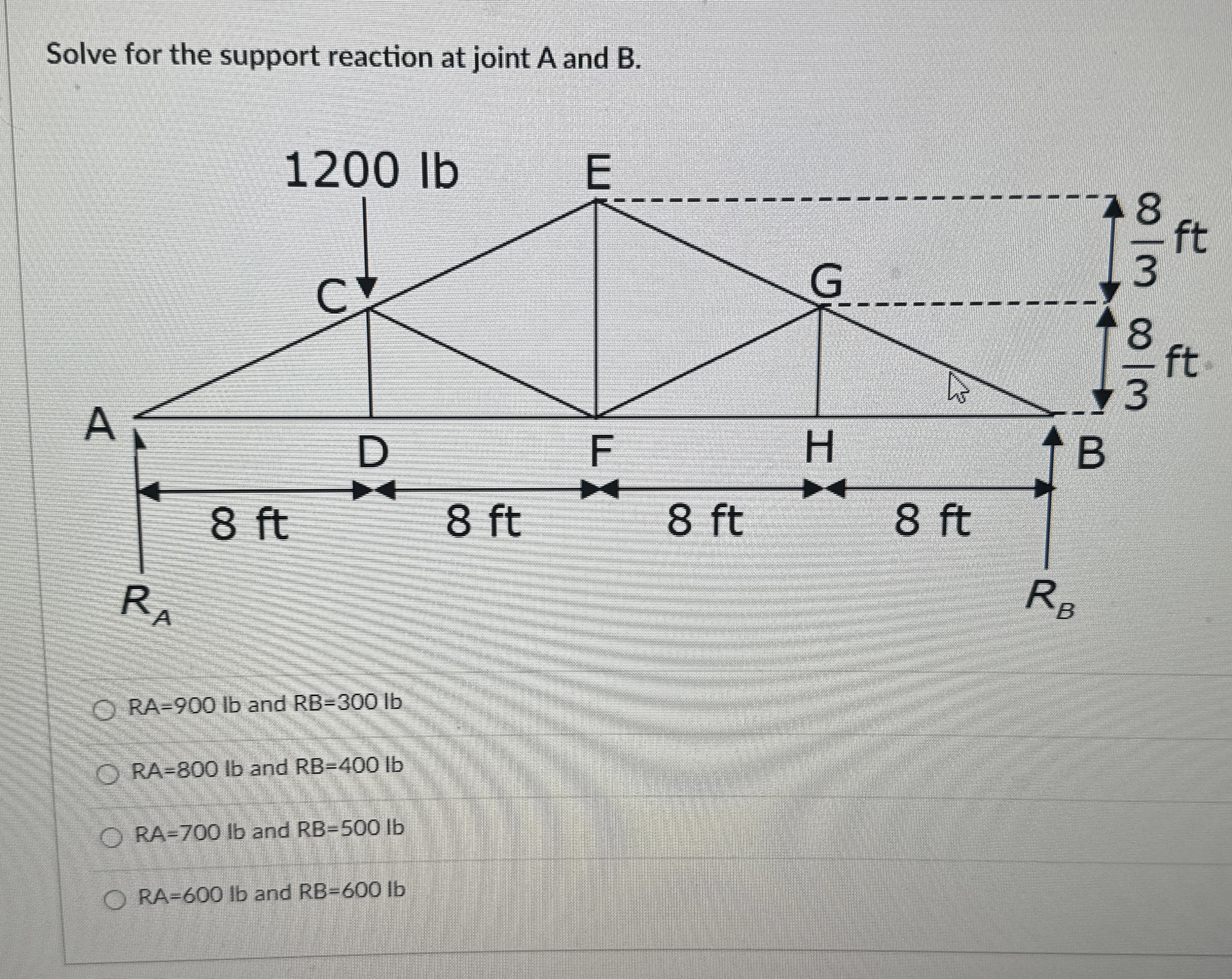 Solve for the support reaction at joint A and B .