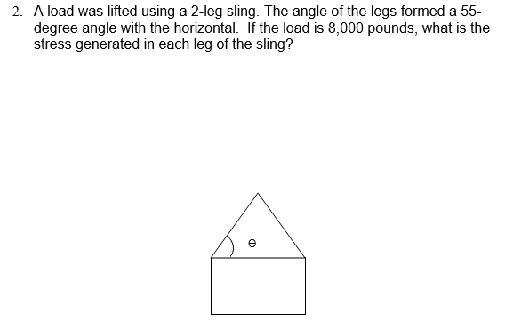 2 . A load was lifted using a 2 - leg sling. The