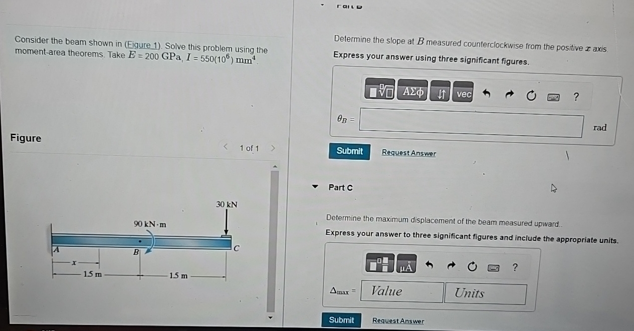 Consider the beam shown in ( Figure 1 ) . Solve