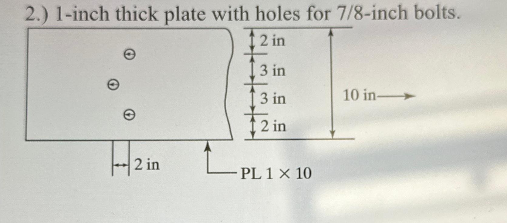2 . ) 1 - inch thick plate with holes for 7 8 -