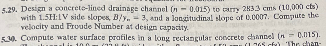 5 . 2 9 . Design a concrete - lined drainage