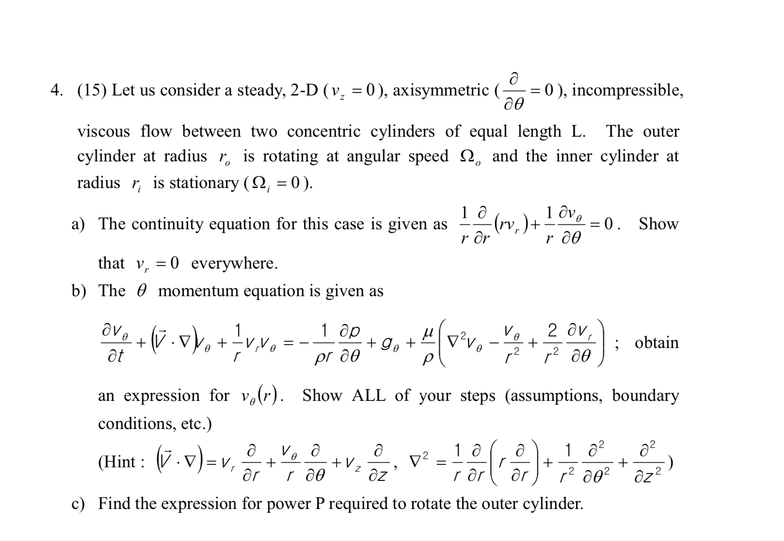 ( 1 5 ) Let us consider a steady, 2 - D ( Please