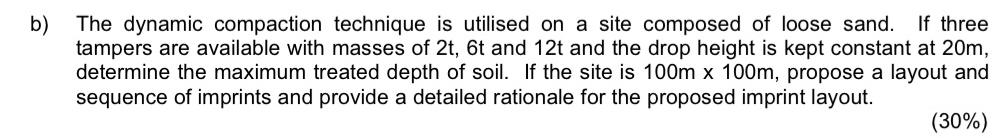 b ) The dynamic compaction technique is utilised