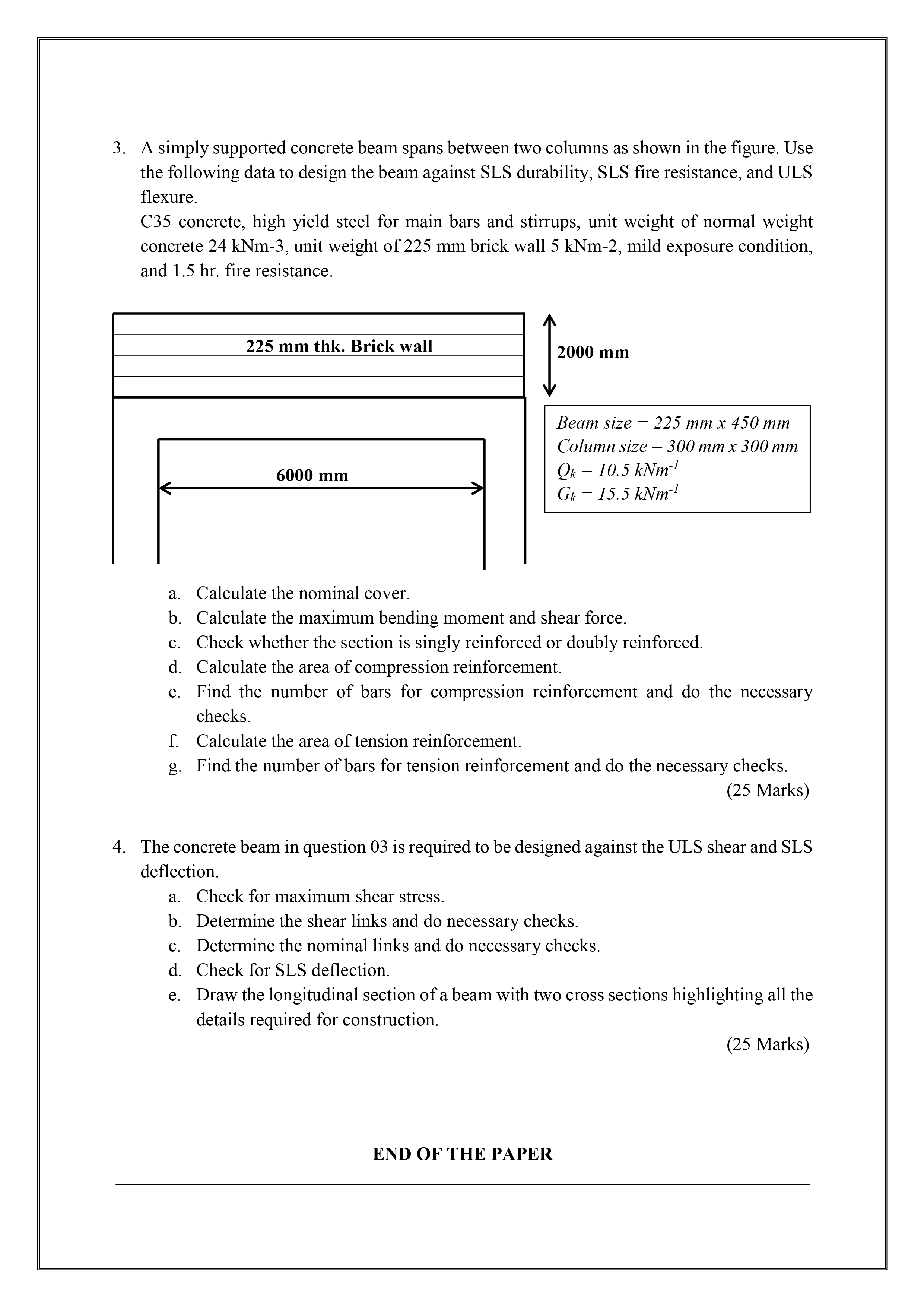 A simply supported concrete beam spans between