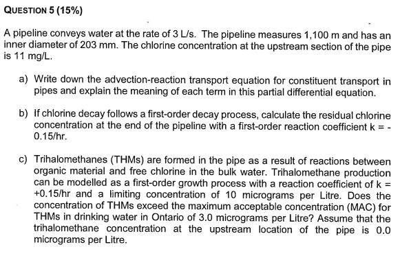 A pipeline conveys water at the rate of 3 L s .