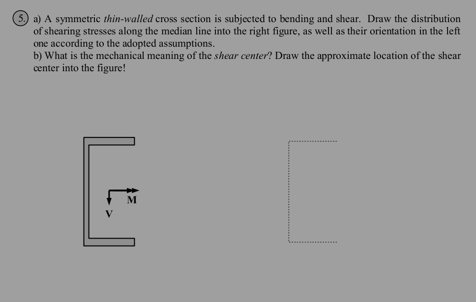 ( 5 . ) a ) A symmetric thin - walled cross
