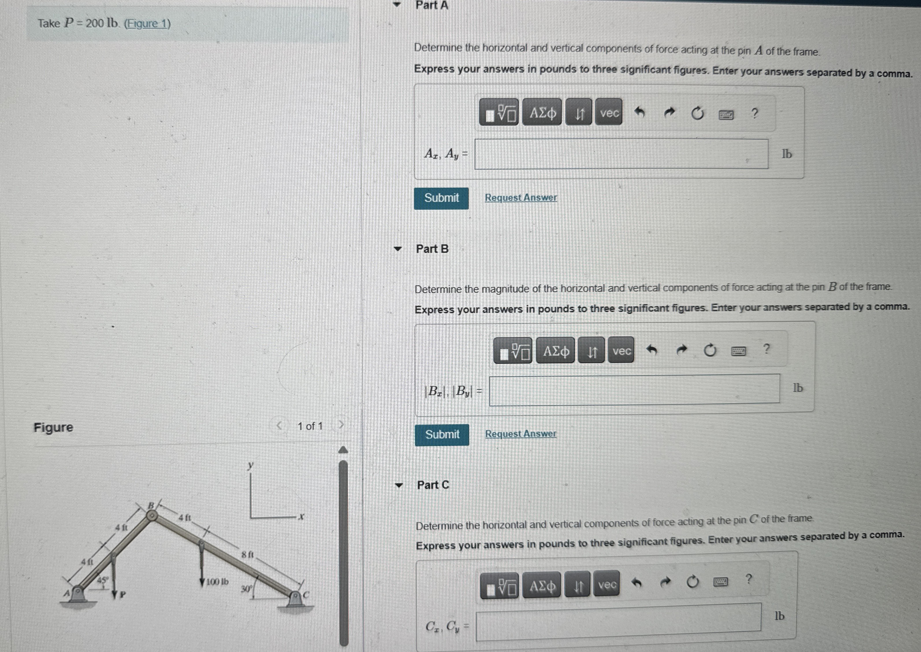 Part A Take P = 2 0 0 l b . ( Figure 1 )
