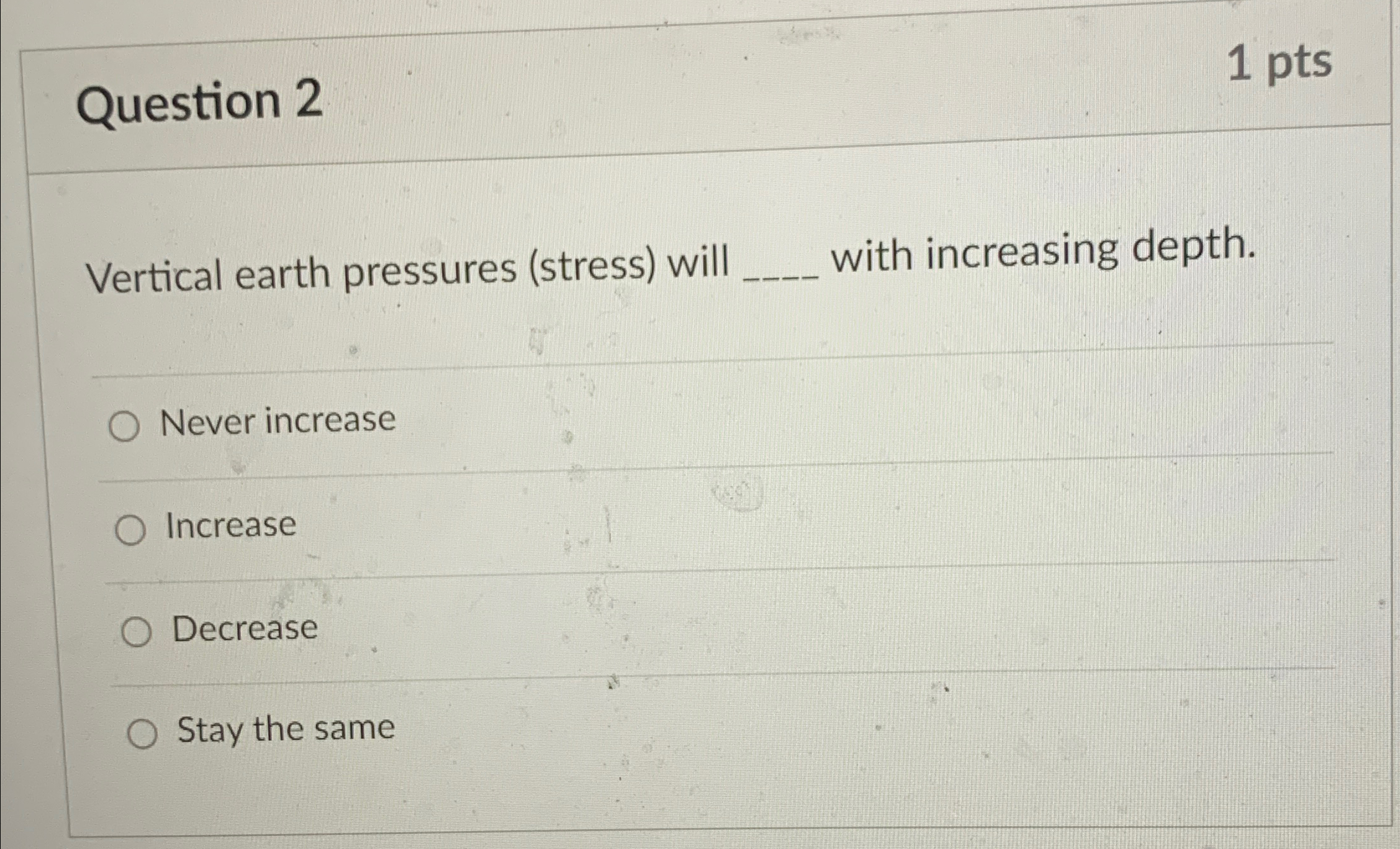 Question 2 1 p t s Vertical earth pressures (