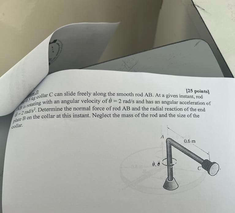 [ 2 5 points ] 6 . 5 kg collar C can slide freely