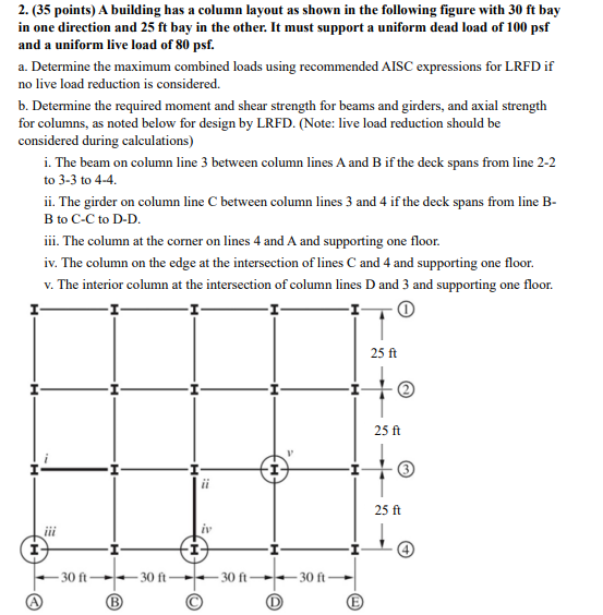 ( 3 5 points ) A building has a column layout as