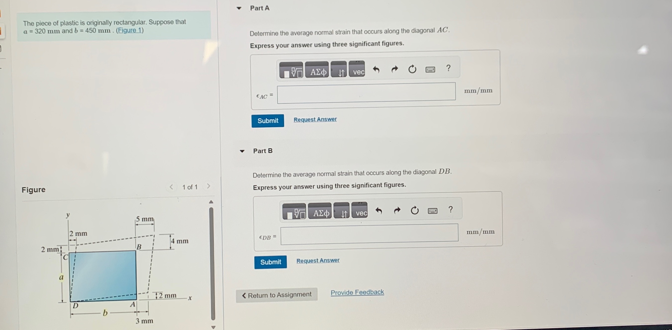 Part A The piece of plastic is originally