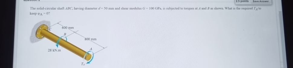 2 . 5 points Save Answer The solid - circular