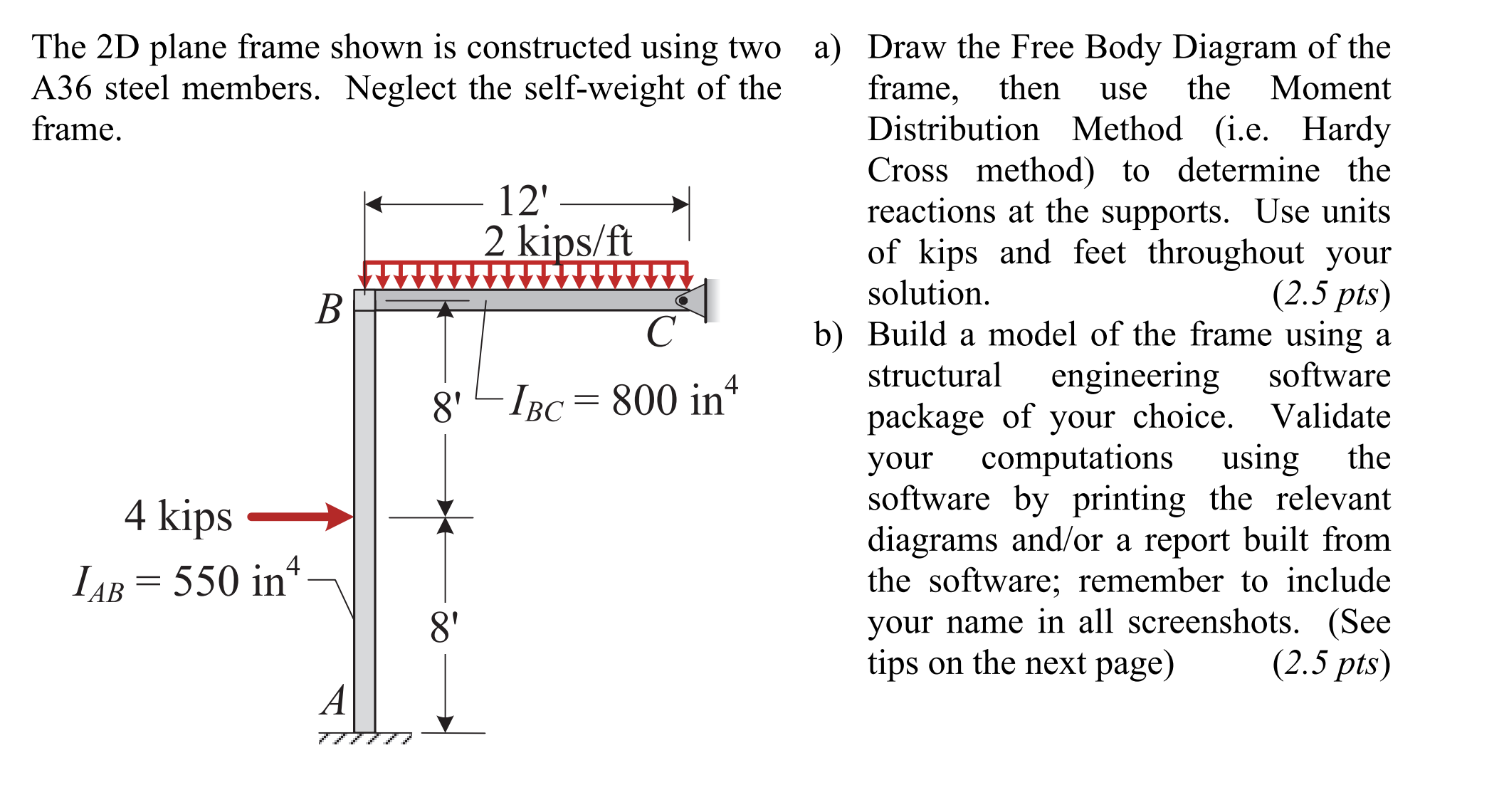 structural analysis soultionThe 2 D plane frame