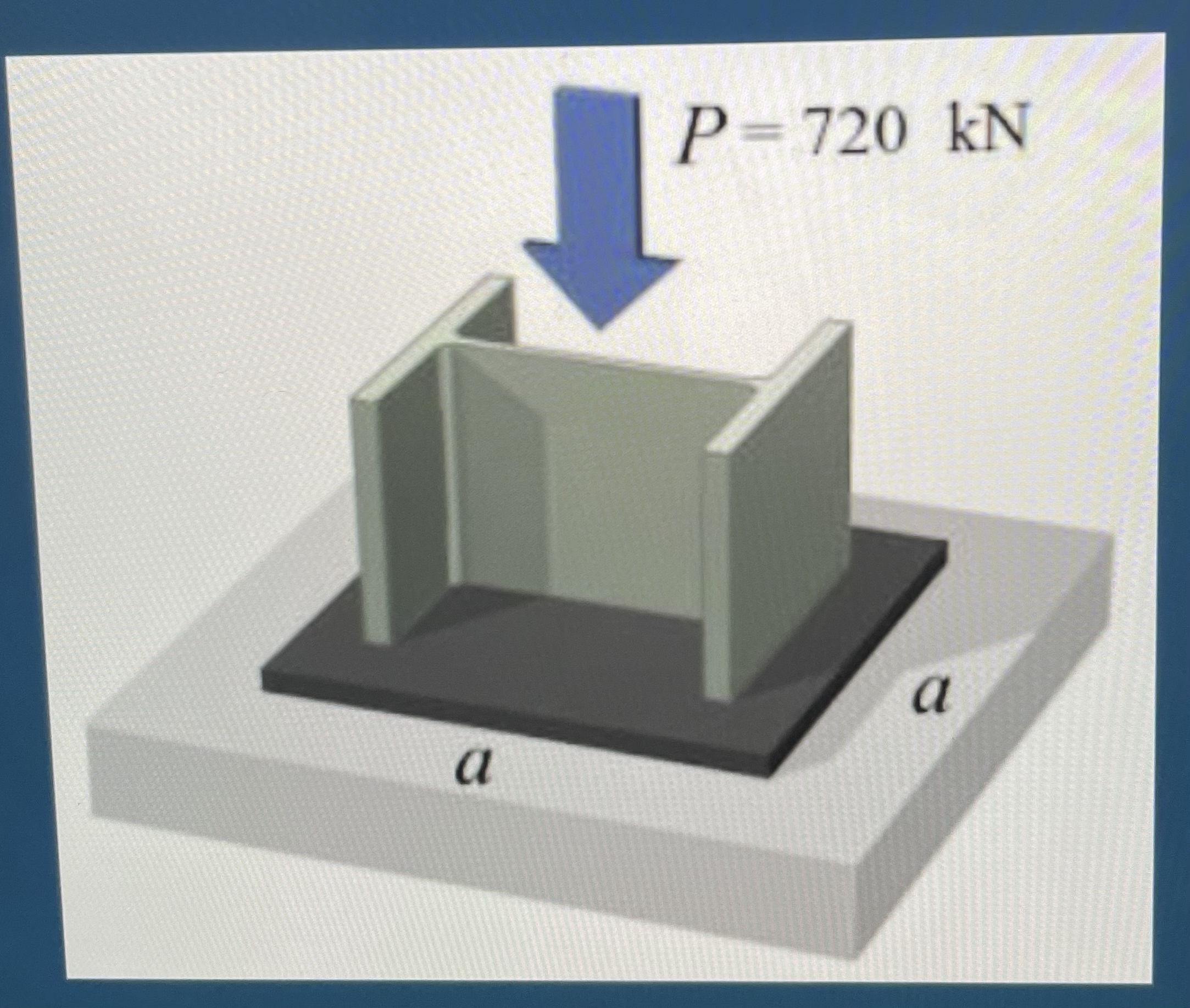 A short steel column has a welded baseplate and