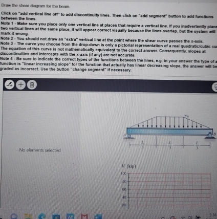 Draw the shear diagram for the beam. Click on