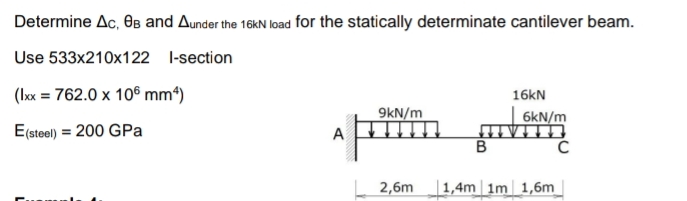 Determine C , B and u n d e r t h e 1 6 k N load