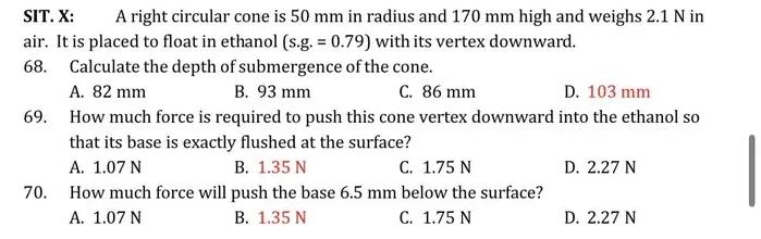 SIT. X: A right circular cone is 5 0 m m in