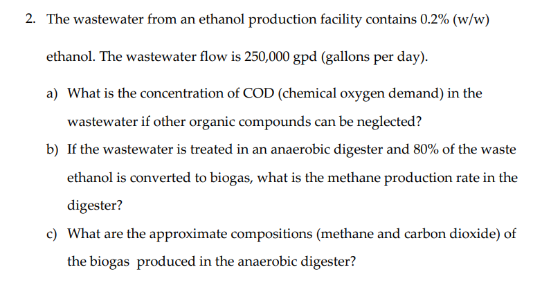 The wastewater from an ethanol production