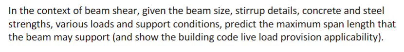 In the context of beam shear, given the beam