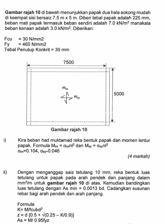 Gambar rajah 1 0 di bawah menunjukkan papak dua