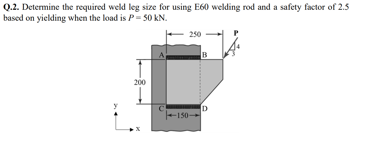 Q . 2 . Determine the required weld leg size for