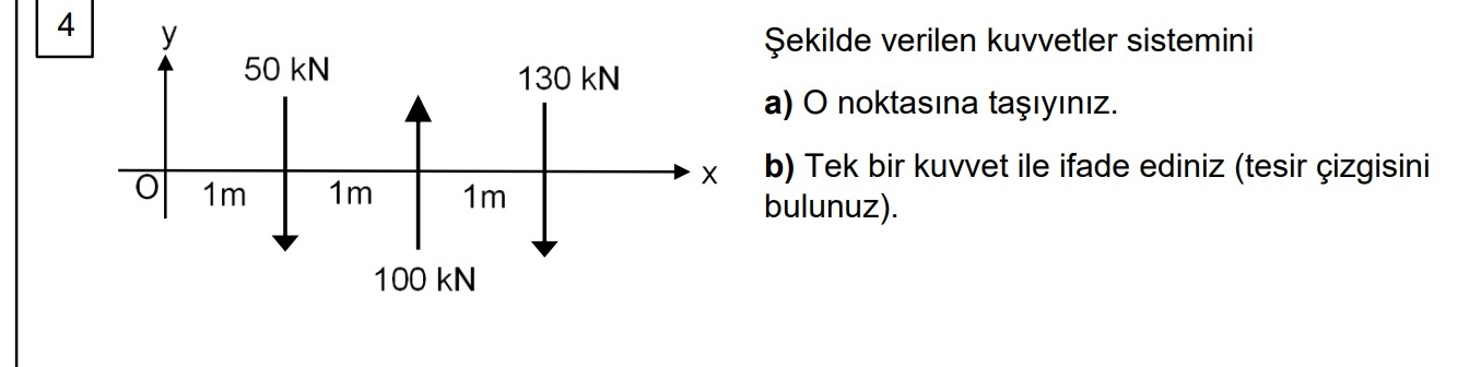 4 ekilde verilen kuvvetler sistemini a ) O noktas