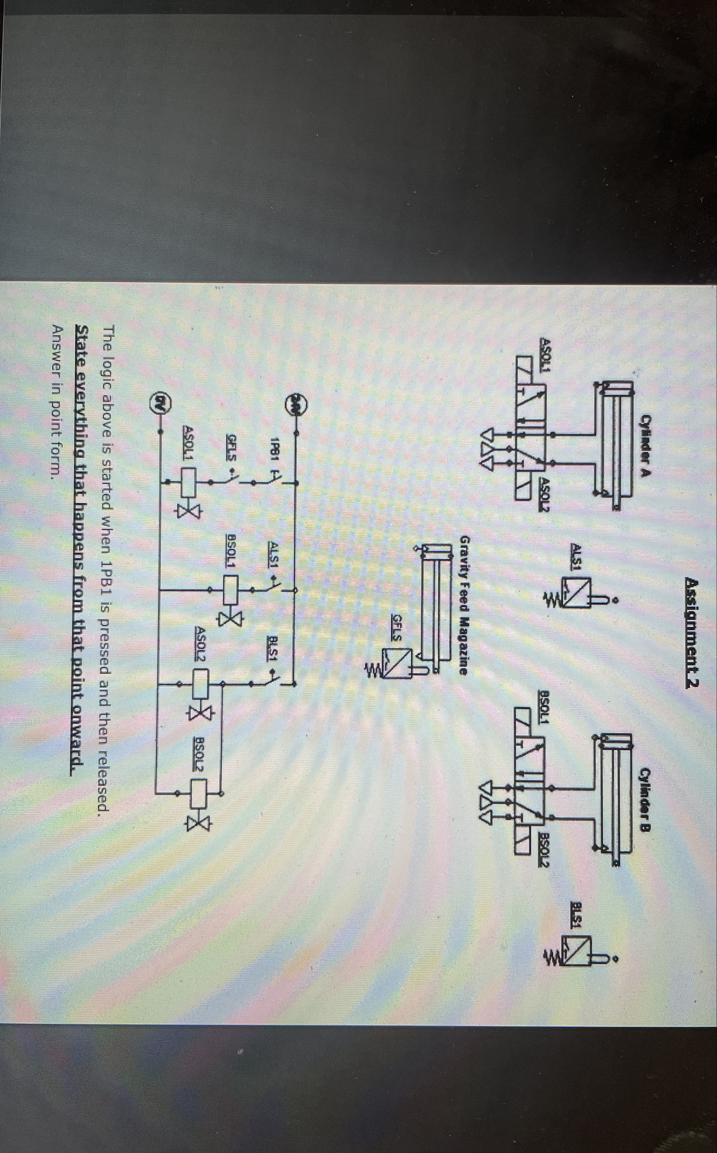 This is a pneumatic circuit. What happens when