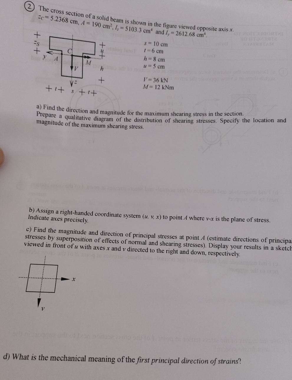 ( 2 . ) The cross section of a solid beam is