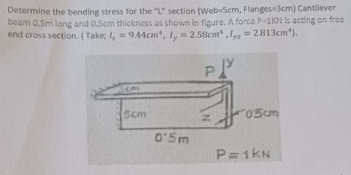 Determine the bending stress for the " L "