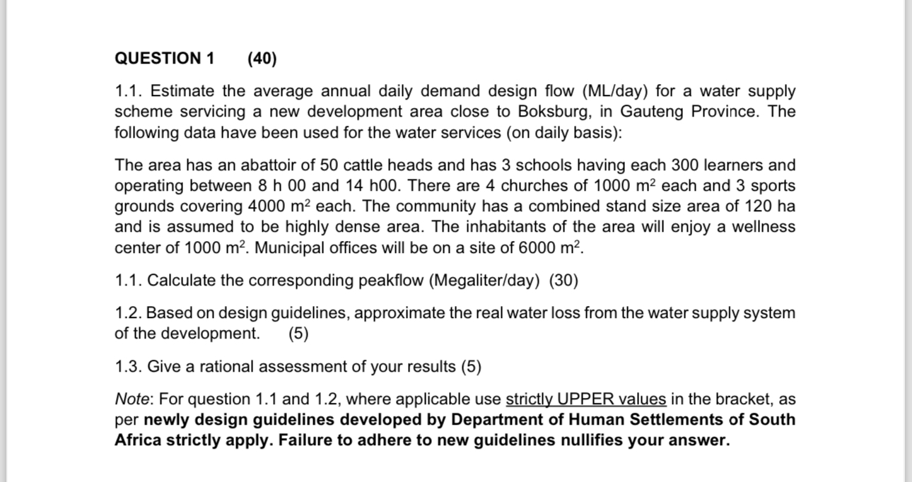 QUESTION 1 ( 4 0 ) 1 . 1 . Estimate the average