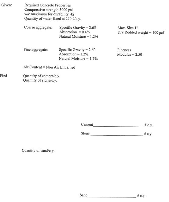 Given: , Required Concrete Properties Compressive