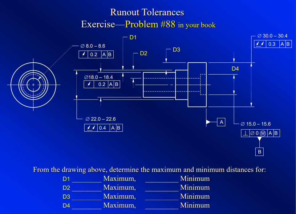 Runout Tolerances Exercise - Problem \ # 8 8 in