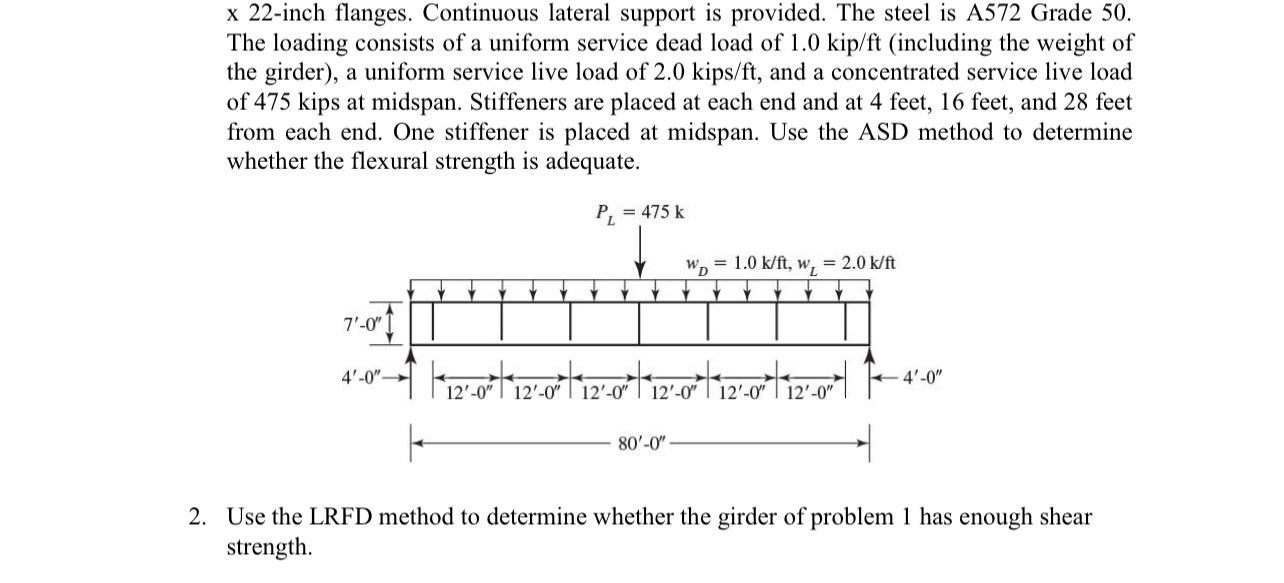 x 2 2 - inch flanges. Continuous lateral support